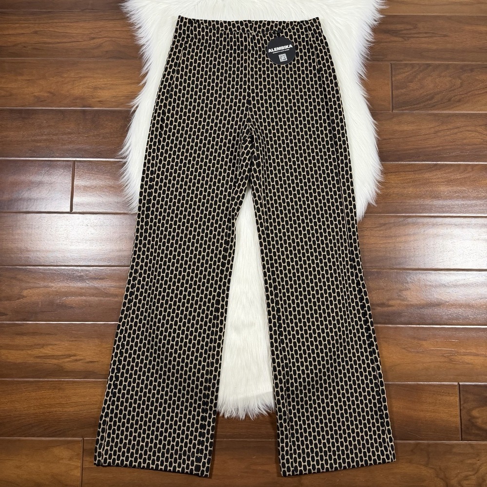 Alembika Womens Size 0 (US 4-6) Black Tan Brienne Mid Rise Pull On Pants in Hive